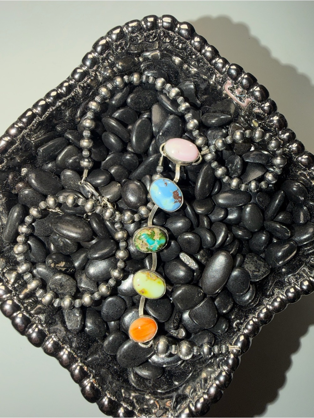 Multi-Stone Pearl Lariat
